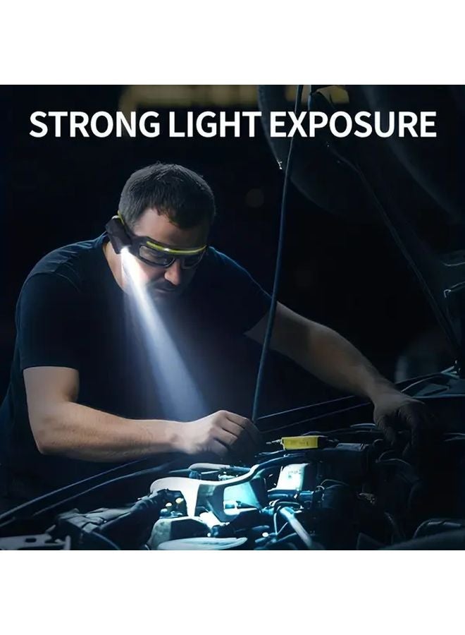 Yellow LED Headlamp High Brightness Rechargeable Headlight For Outdoor Cycling Running - Image 2