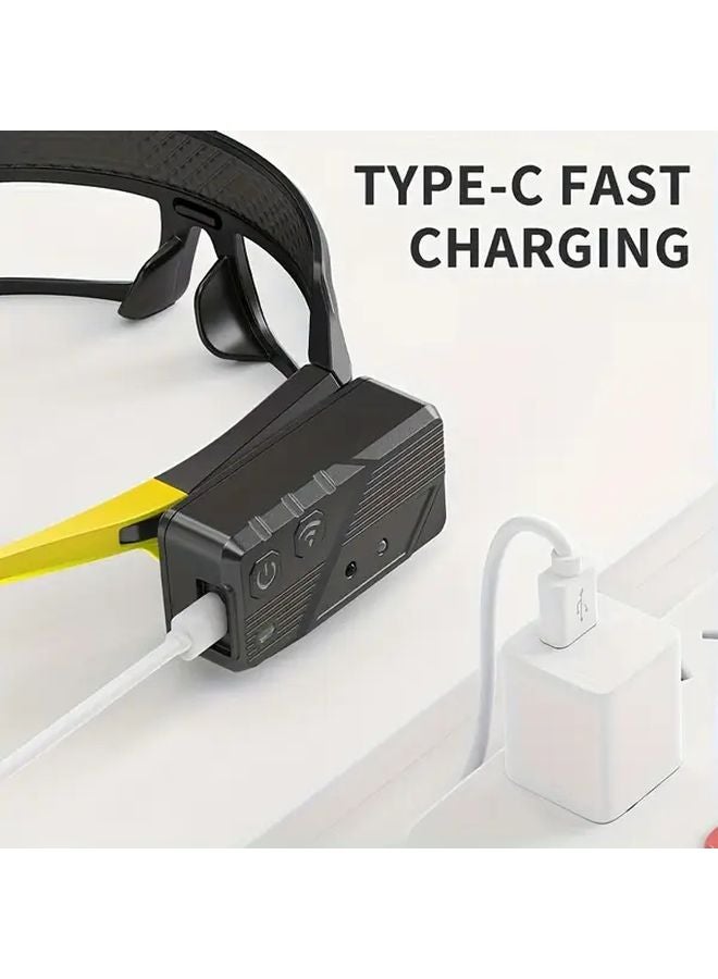 Yellow LED Headlamp High Brightness Rechargeable Headlight For Outdoor Cycling Running - Image 3