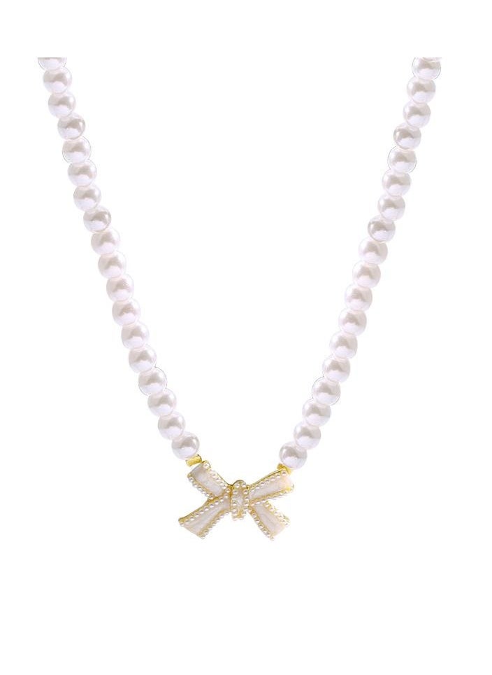 Satinior - Pearl Butterfly Element Titanium Steel Necklace - Image 1