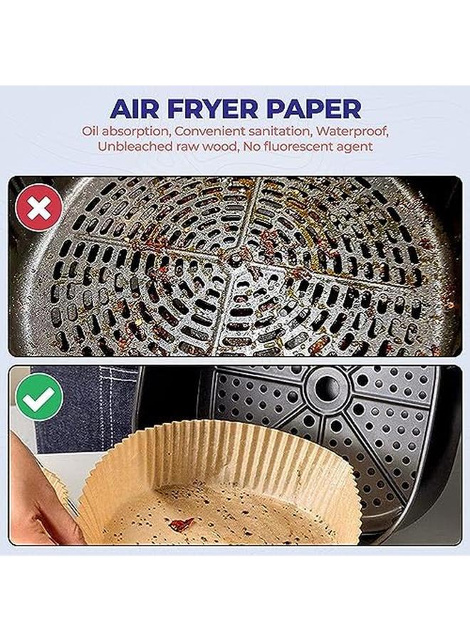 SHOWAY 100Pcs Air Fryer Disposable Paper Liner Non Stick Air Fryer Paper Liners Brown - Image 3