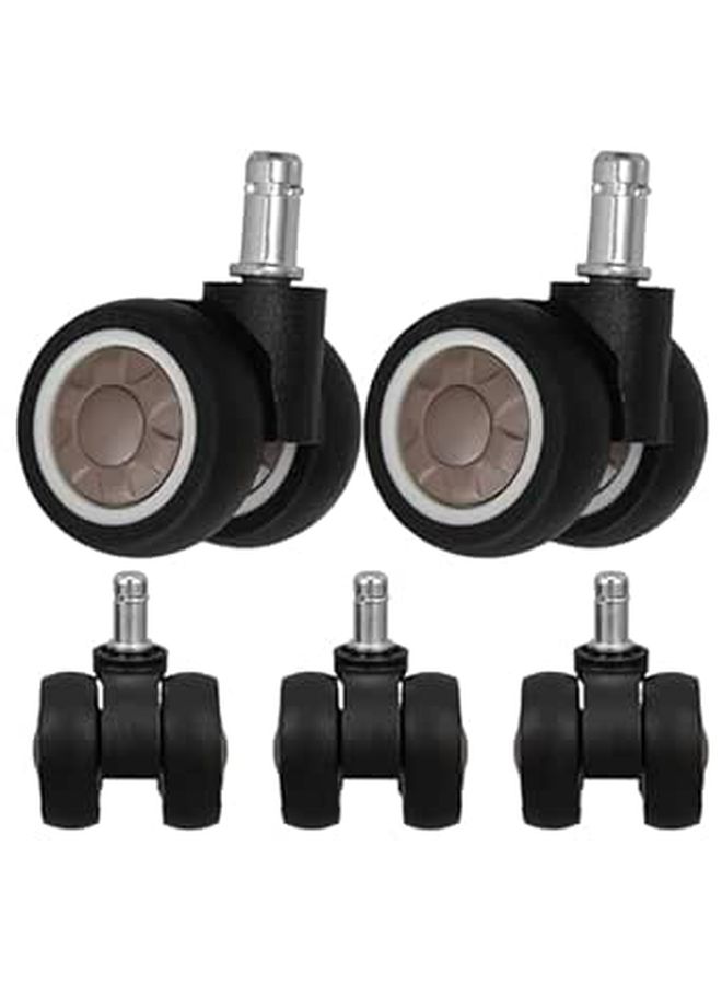 Office Chair Replacement Caster Wheels 2 Inch Silent Dual Bearing Swivel Black Stem Stem 11x22mm Compatible With Gaming Desk Chairs Office Furniture Set Of 5 - Image 1