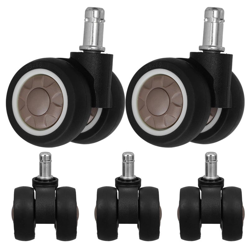 Office Chair Replacement Caster Wheels 2 Inch Silent Dual Bearing Swivel Black Stem Stem 11x22mm Compatible With Gaming Desk Chairs Office Furniture Set Of 5 - Image 2