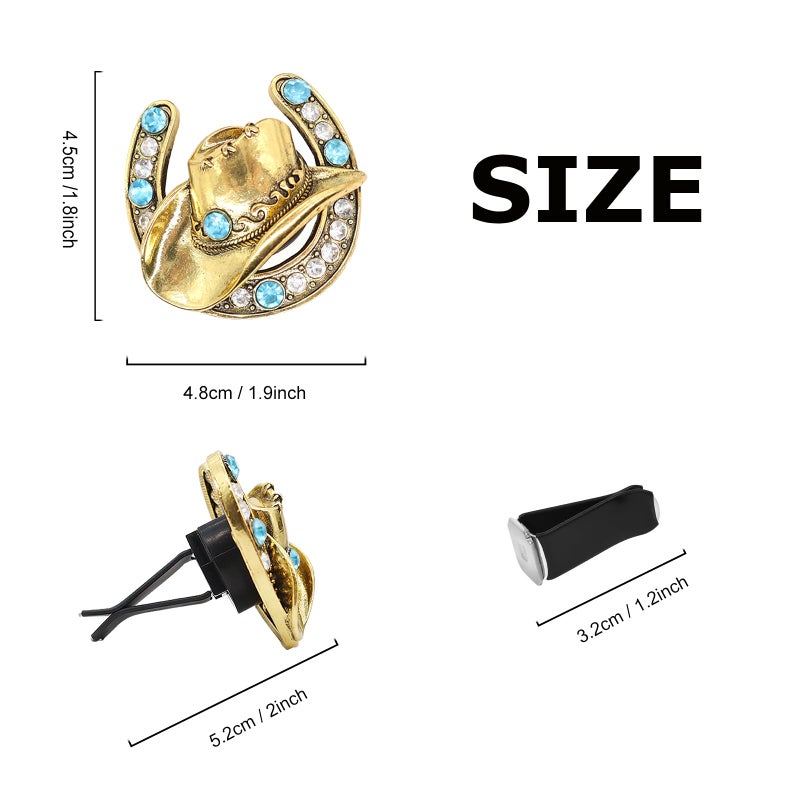 ORIESSE Cowboy Cowgirl Car Air Freshener Vent Clip,Bling Western Car Decor,1pc Women Men Vehicles Trucks Dashboard Decoration Accessories,Refillable Alloy Cowboy Hat Charm Diffuser - Image 3