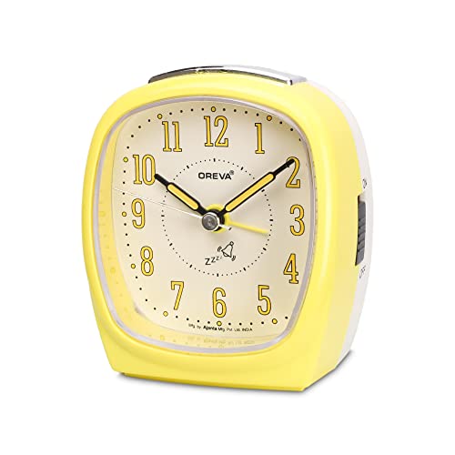 OREVA Alarm Table Clock with 4 Step Snooze Buzzer Sound (9 cm x 6.1 cm x 10.3 cm, AA3097)(Yellow) - Image 1