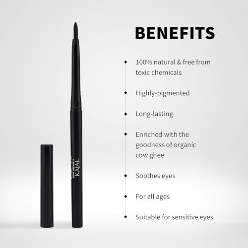 Barva's 100% Natural Kajal Pencil Stick Enriched with Vitamin E, Fragrance-Free, Intense Black, 0.25g - Image 5