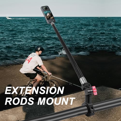 Sruim Motorcycle Bike Handlebar Mount Selfie Stick for Insta360, Bike Motorcycle kit Clamp Mount Accessories Compatible with Insta 360 X5 X4 X3 X2 X, Go pro Hero 13 and DJI OSMO Action 5 Pro Camera - Image 2