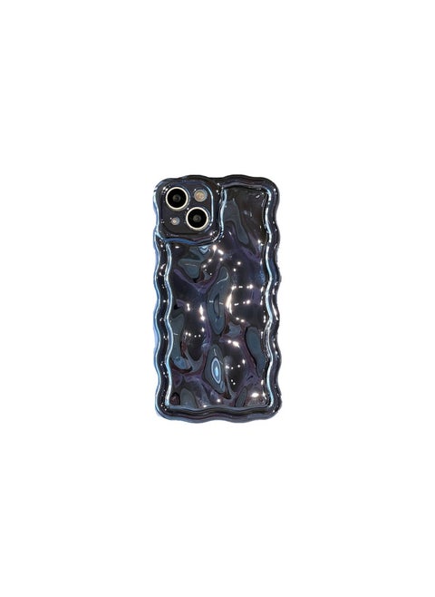 Solid Color Electroplated Water Corrugated IPhone16prax Phone Case Apple 15/14 16e Advanced Sense-Color:xym Wave Meteorite Plating Blue-Applicable Model:12prax (without Packaging)