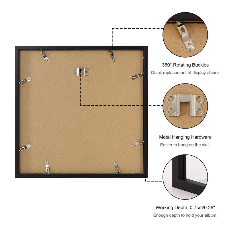 ccdcc 12.6x12.6 Vinyl Record Frame 1 Pack, Black Wooden Album Cover Display Frame with Tempered Glass Cover for Any 12 By 12 Inch Lp Record Cover - Image 4