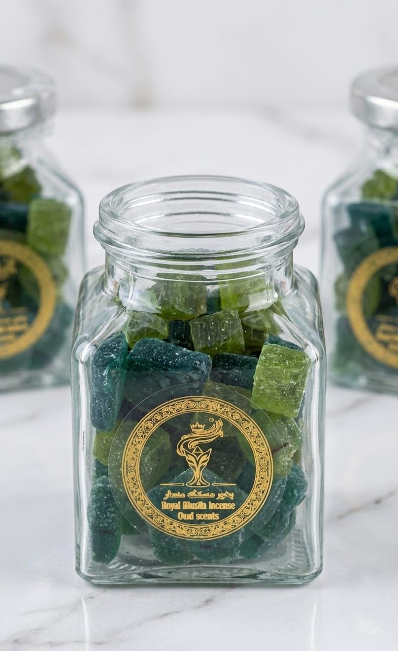 Mustaka Bukhoor Incense with fragrance of Nectar d'Or and Berry Musk, Glass Jar Resin Form, hand-made - Image 2
