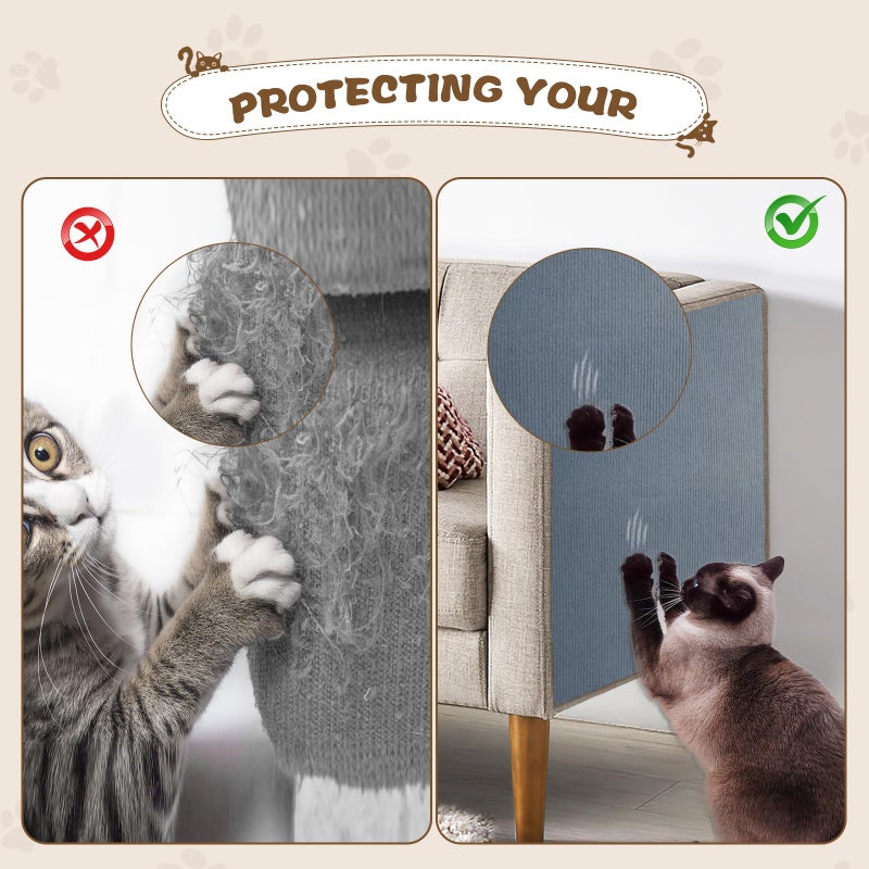 Eunice Cat Scratching Mat, Self-Adhesive Cat Scratch Carpet, Trimmable Replacement Carpet Pad for Tree Wall Cat Scratching Post DIY Couch Protector (Light Gray, 78.7"x15.8") - Image 5