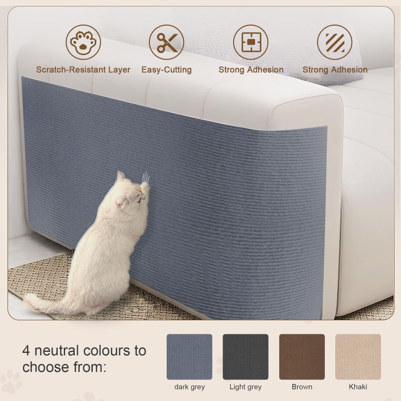 Eunice Cat Scratching Mat, Self-Adhesive Cat Scratch Carpet, Trimmable Replacement Carpet Pad for Tree Wall Cat Scratching Post DIY Couch Protector (Light Gray, 78.7"x15.8") - Image 3