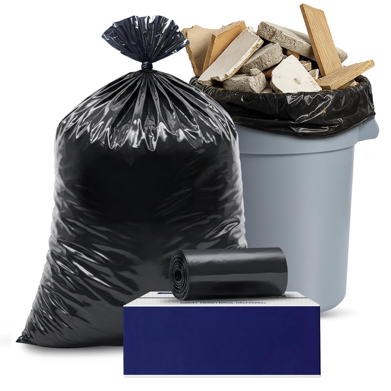 Plasticplace Contractor Trash Bags 42 Gallon 40 Mil Black Heavy Duty Garbage Bag 33 x 48 50 Count