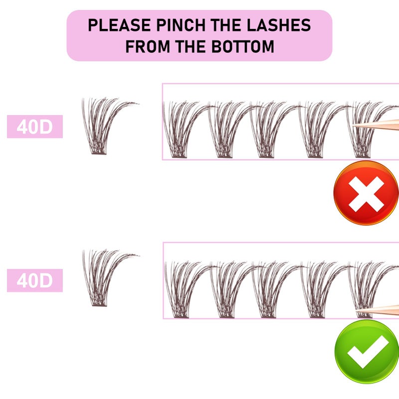 LAUBESS Colored Lash Clusters LAUBESS Dark Brown Colored Eyelash Clusters Wispy Colored Lash Extensions Colorful Lash Clusters Individual Lashes (Brown 40D-0.07D-Mix8-16) - Image 3