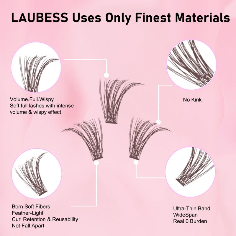 LAUBESS Colored Lash Clusters LAUBESS Dark Brown Colored Eyelash Clusters Wispy Colored Lash Extensions Colorful Lash Clusters Individual Lashes (Brown 40D-0.07D-Mix8-16) - Image 5