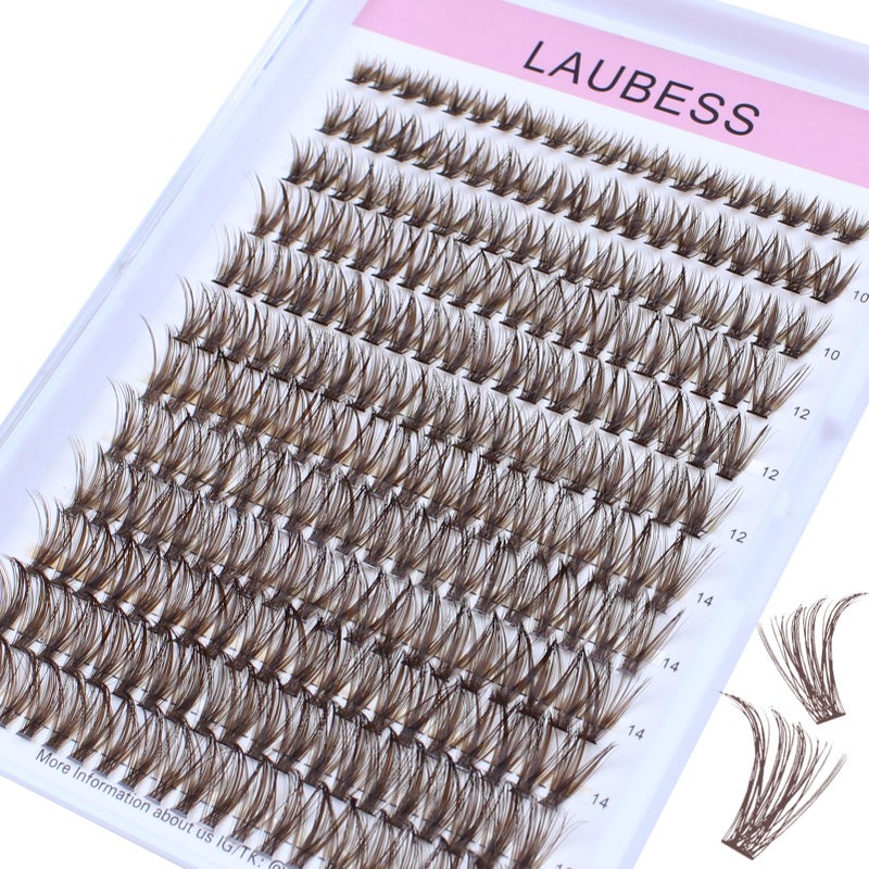 LAUBESS Colored Lash Clusters LAUBESS Dark Brown Colored Eyelash Clusters Wispy Colored Lash Extensions Colorful Lash Clusters Individual Lashes (Brown 40D-0.07D-Mix8-16) - Image 1