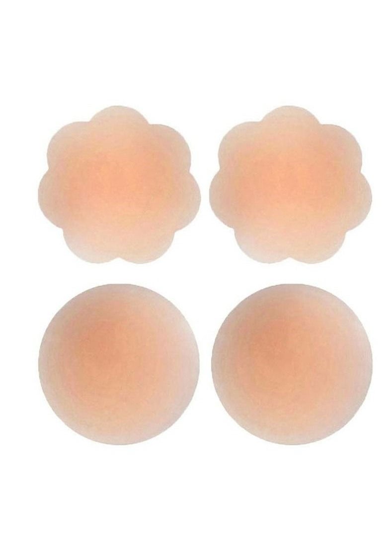 Kanza 2 Pairs Nipple Covers Silicone Pasties For Women - Adhesive Petals Nip Covers Reusable Nipplecovers Sticky Gel Go Nipless Nipple Sheild Covers Pads  - Image 1