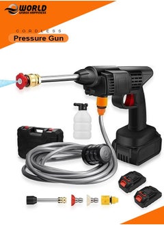 Eworld 48V Double Battery Portable Cordless High-Pressure Washer Gun, Efficient Car, Floor, Driveway, Bike & Motorcycle Washing and Garden Watering, Lightweight and Easy to Use, Black  - Image 1