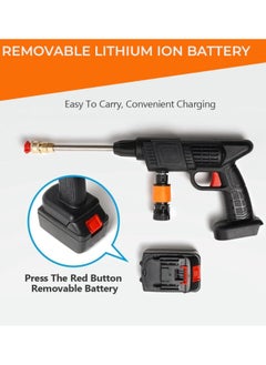 Eworld 48V Double Battery Portable Cordless High-Pressure Washer Gun, Efficient Car, Floor, Driveway, Bike & Motorcycle Washing and Garden Watering, Lightweight and Easy to Use, Black  - Image 3