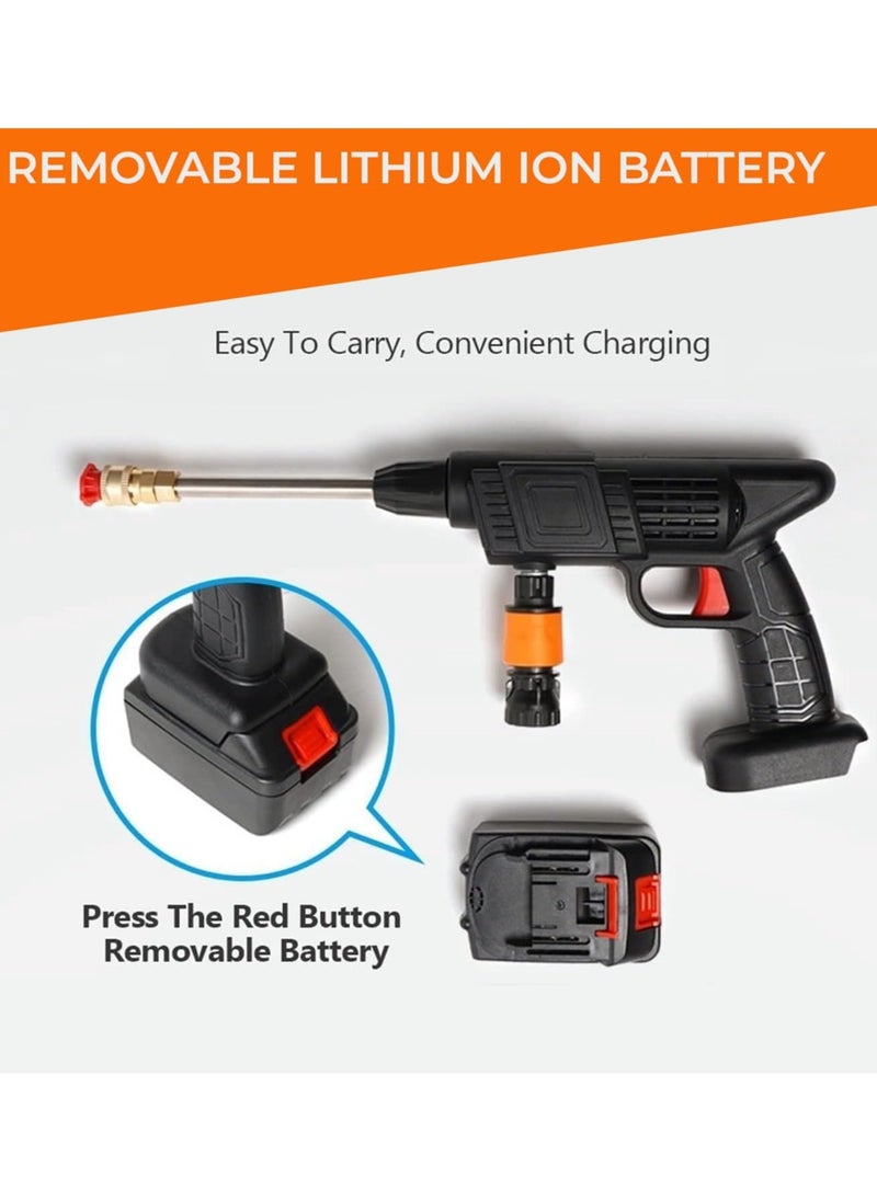 Eworld 48V Double Battery Portable Cordless High-Pressure Washer Gun, Efficient Car, Floor, Driveway, Bike & Motorcycle Washing and Garden Watering, Lightweight and Easy to Use, Black  - Image 3