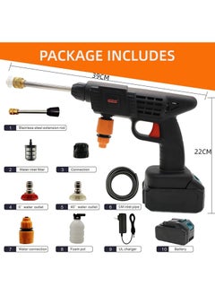 Eworld 48V Double Battery Portable Cordless High-Pressure Washer Gun, Efficient Car, Floor, Driveway, Bike & Motorcycle Washing and Garden Watering, Lightweight and Easy to Use, Black  - Image 2