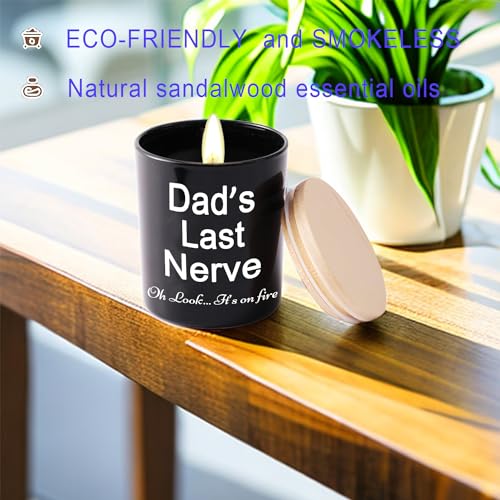 BFJLIFE Gifts for Dad from Daughter/Son Funny Unique Fathers Day Christmas Birthday Gift for Dad Stocking Stuffers Dads Last Nerve Sandalwood Scented Soy Candles - Image 2