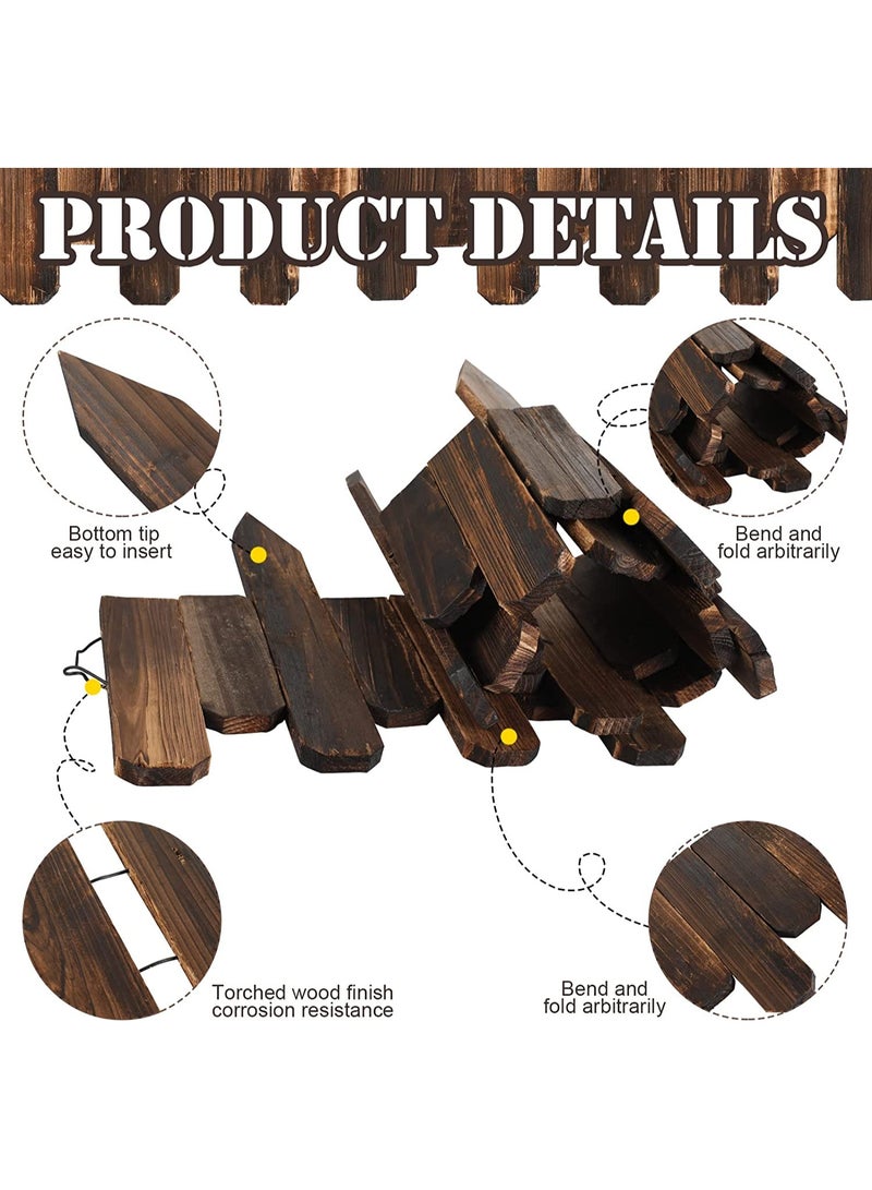 LINGWEI Wooden Picket Fence Wooden Garden Border Landscape Edging Border Enterlocking Panels Animal Barrier Patio Fancing Barrier - Image 3