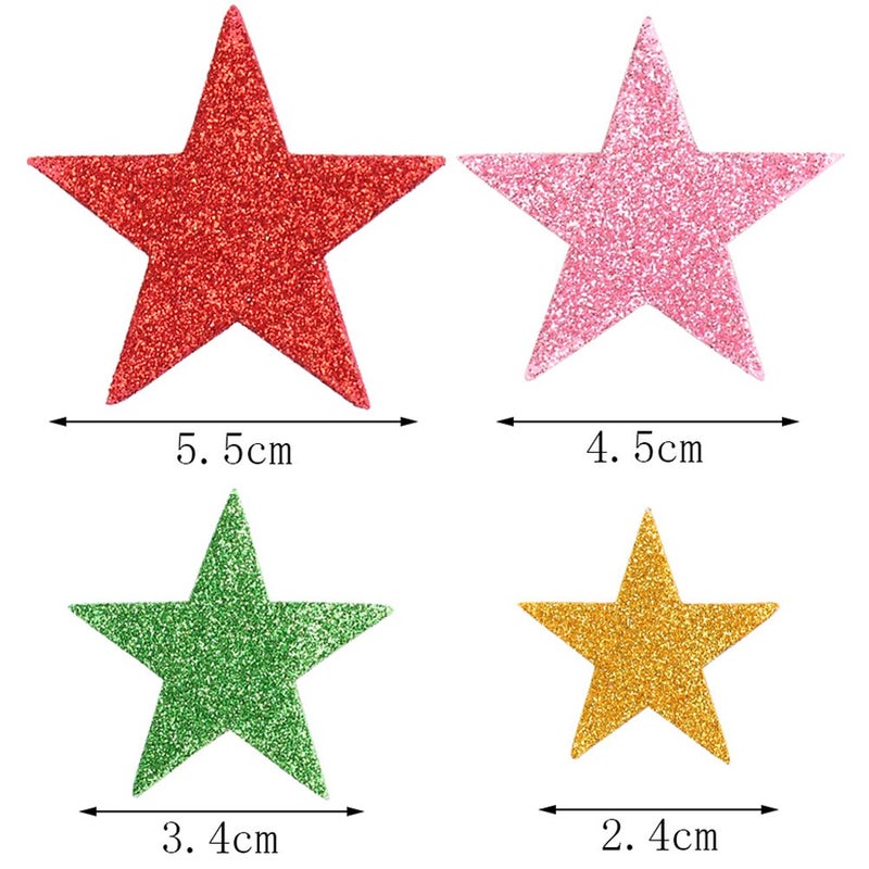 WODE 210 Pieces Colorful Glitter Foam Star Stickers, Self Adhesive Star Stickers Star Shaped Wall Stickers for Kid's Arts Craft Supplies Home Birthday Party Decoration (4 Size) - Image 3