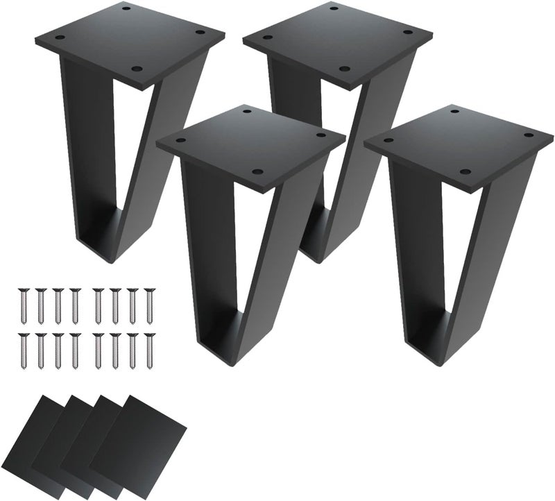 Hometrix Metal Bench Legs Set of 4 TriangleShape Heavy Duty Table Legs Metal Couch Legs Furniture Legs Black Metal for Sofa Couch Dresser Metal Legs for Coffee Table 4 Inch - Image 1