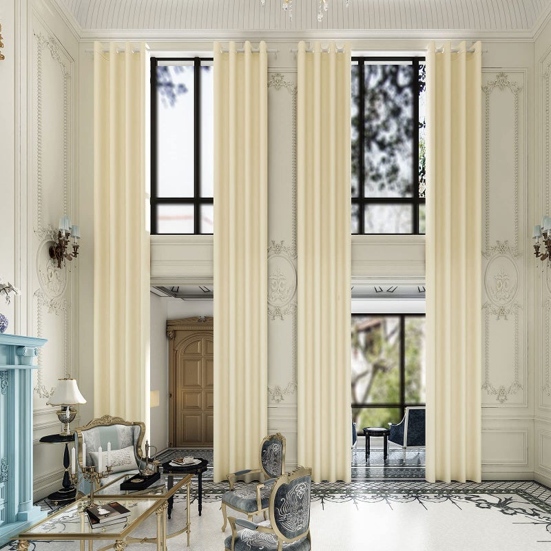 Grichril Grichril Extra Long Blackout Curtains  2 Story High Living Room Drapes  Tall Curtains for High Ceiling or Long Window  144 156 168 192 204 216 240 Inch 12ft20ft Length1 PanelBeige 100x144 