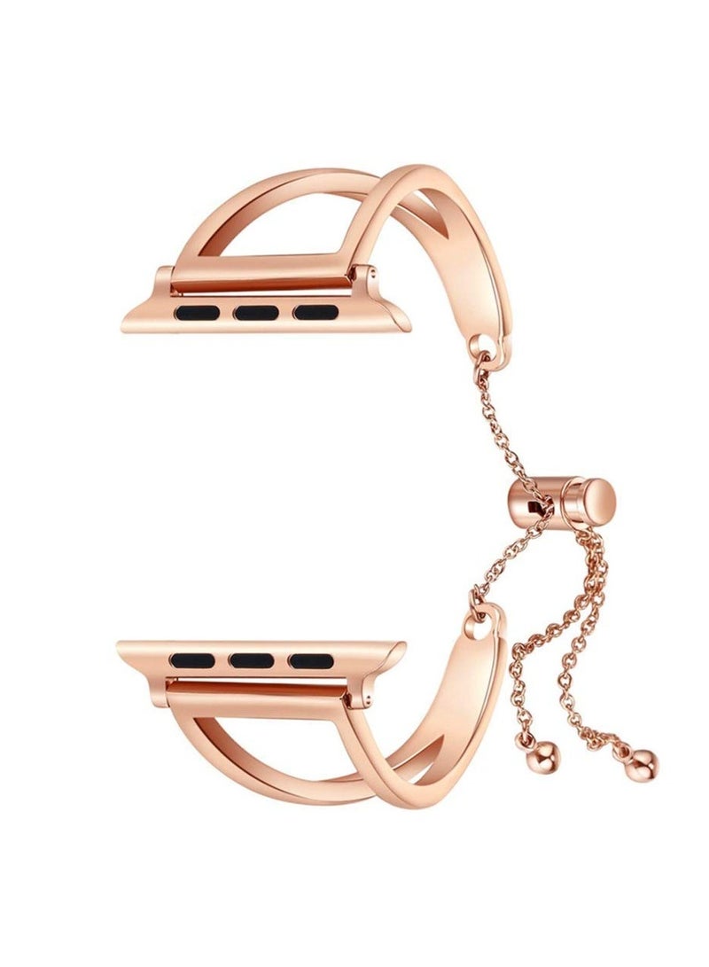 SYOSI Elegant Stainless Steel Apple Watch Band for Apple Watch Series 8/7/6/5/4/3/2/1 SE 38/40mm/41/42/44/45mm, Jewelry Style Watch Band Classic Cuff Watch Band Replacement Band for Women iWatch Strap - Image 2