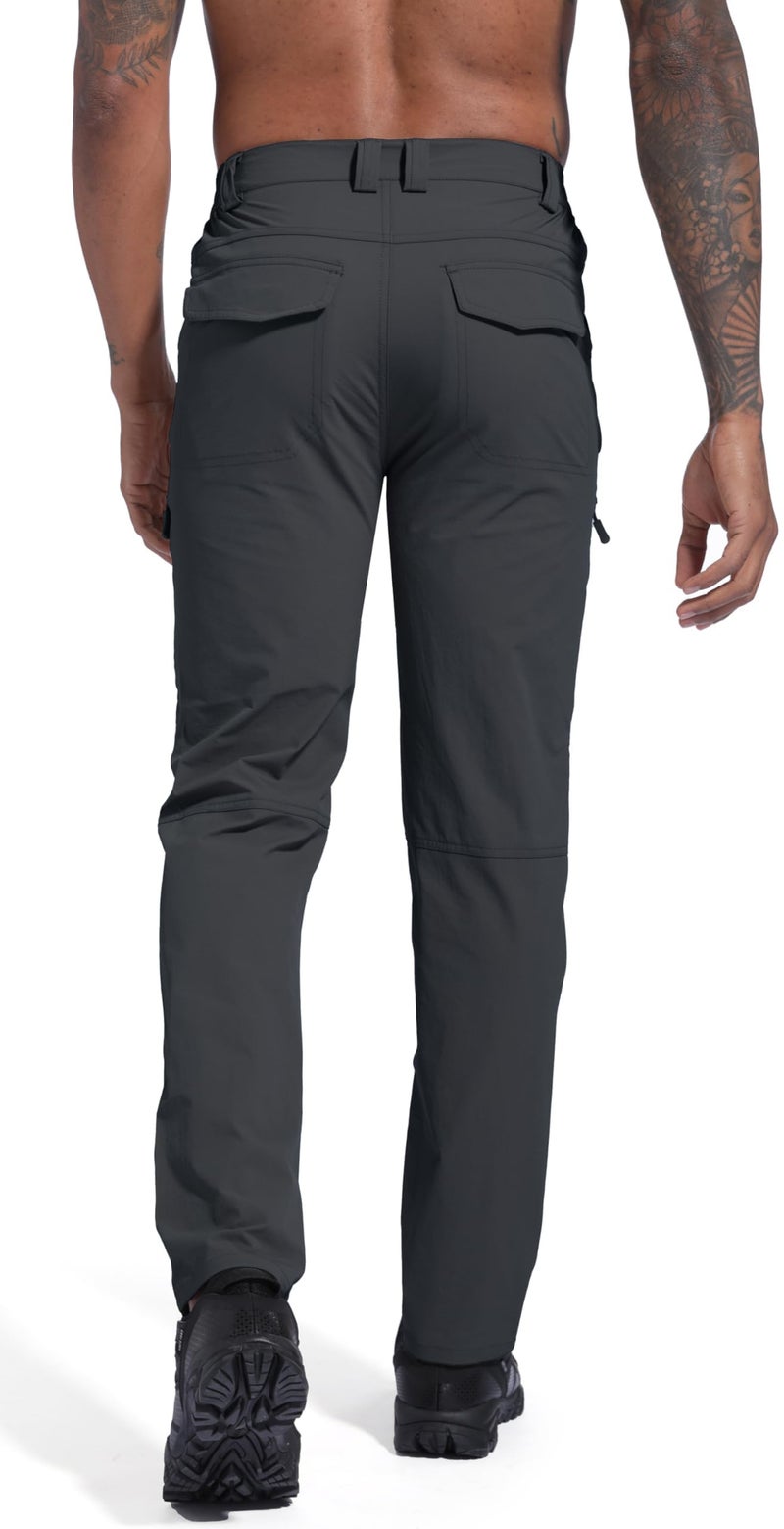 LINLANG EN Men's Lightweight Hiking Cargo Pants Waterproof Quick Dry Travel Fishing Climbing Work Outdoor Pants Dark Grey XL - Image 2