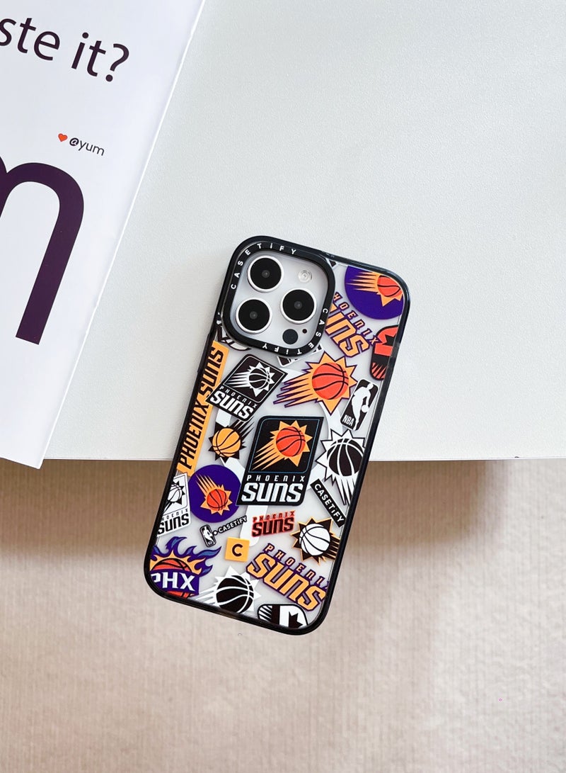 Apple iPhone 15 Pro Case,Phoenix Suns Magnetic Adsorption Phone Case - Semi transparent