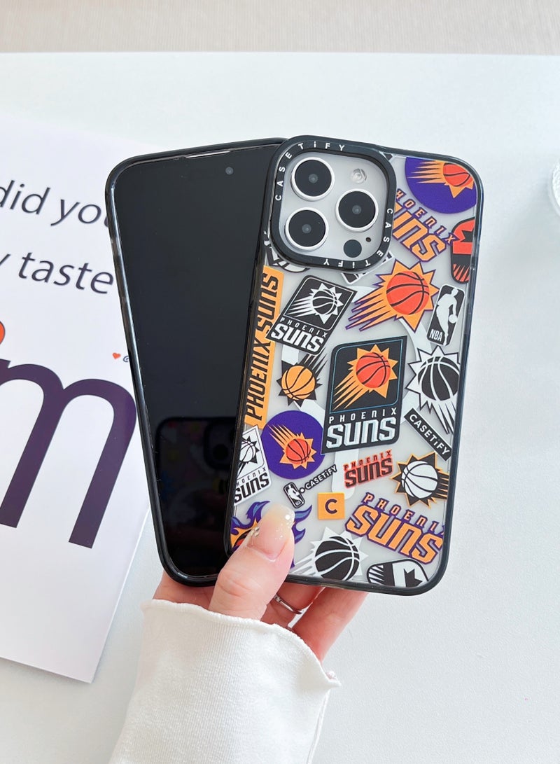 Apple iPhone 15 Pro Case,Phoenix Suns Magnetic Adsorption Phone Case - Semi transparent