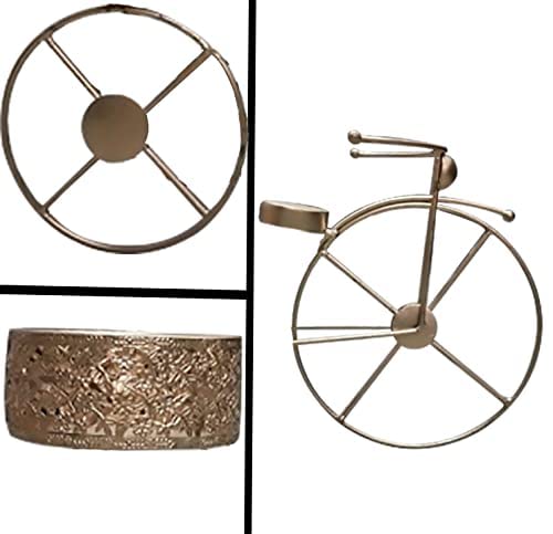 Homenique Homenique Iron Cycle Shape Round Shape Flower Vase With Artificial White Flowers Bunch Decorations For Living Room BedroomDrawing Room Home Decor And GiftCycle Basket Moving With Assorted Flower  - Image 3