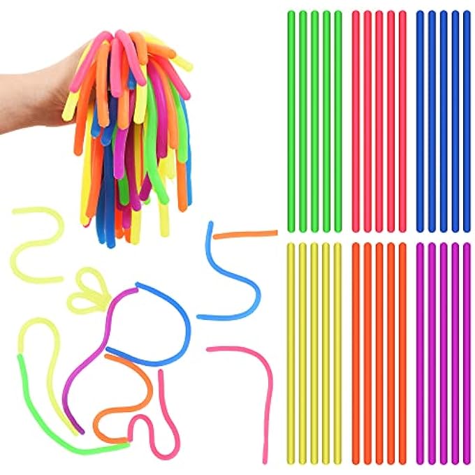 Rtinsd 24 pcs Monkey Noodles Stretchy String Fidget Toys&Stress Relief Toy&Tactile Sensory Toys,Silly Strings Kids Party Favors&Easter Basket Stuffers - Image 1