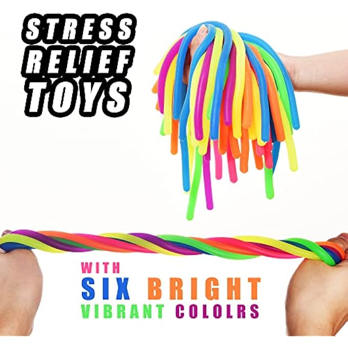 Rtinsd 24 pcs Monkey Noodles Stretchy String Fidget Toys&Stress Relief Toy&Tactile Sensory Toys,Silly Strings Kids Party Favors&Easter Basket Stuffers - Image 3