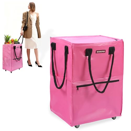 WORKPRO Large Rolling Grocery Bag, 36-Gallon Tote with 5 Wheels, 110 lbs Capacity, Dual Carry, Wide Zipper & Extra Storage for Shopping, Laundry & Moving - Image 1