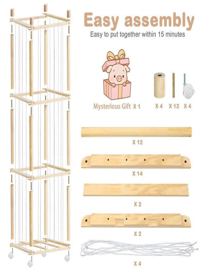 BENCHRY Stuffed Animal Storage, Wood Stuffed Animal Zoo Storage with Brake Wheels, Space Save Toy Organizer, Large Capacity Stuffed Animal Holder, Perfect for Nursery Playroom Kidroom Bedroom-54.3 Inch - Image 2