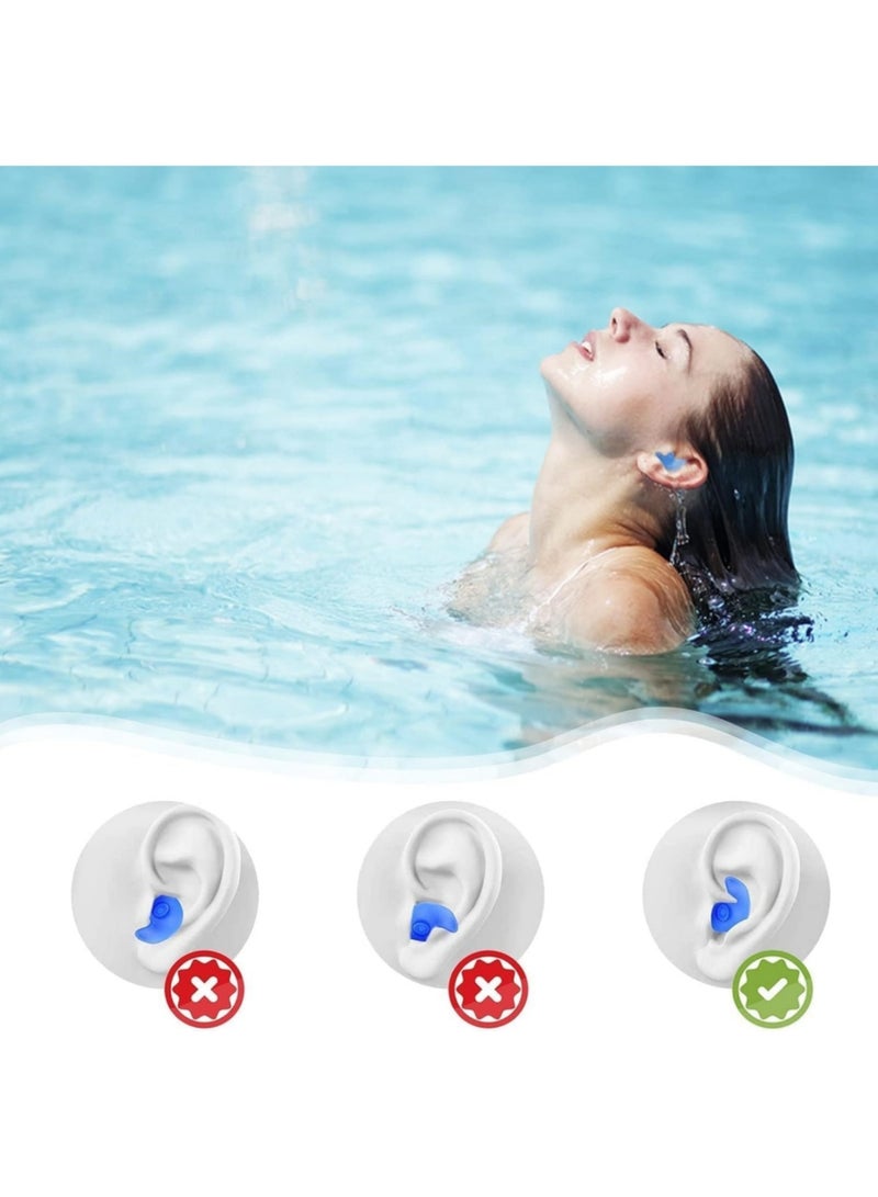 saykfoe 3 Pair Swimming Ear Plugs with Organizer Box for Adults, Professional Waterproof Reusable Silicone Earplugs for Swimming Showering Surfing Snorkeling and Other Water Sports (Black+White+Blue) - Image 2