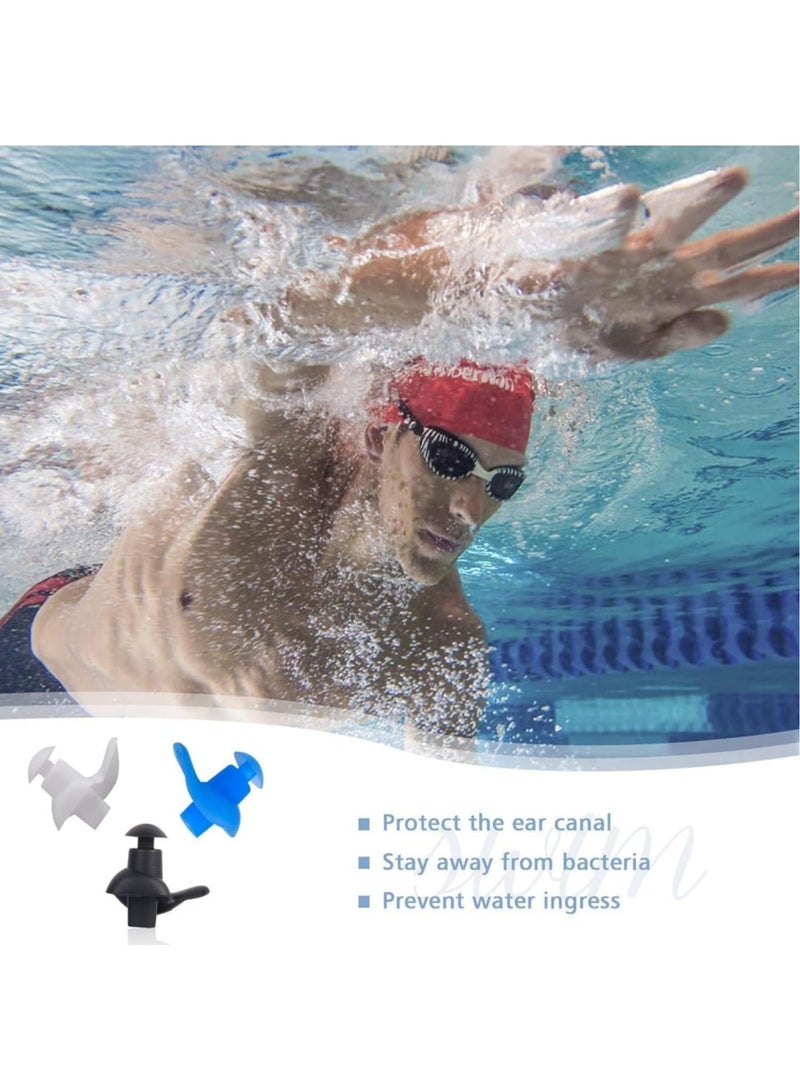 saykfoe 3 Pair Swimming Ear Plugs with Organizer Box for Adults, Professional Waterproof Reusable Silicone Earplugs for Swimming Showering Surfing Snorkeling and Other Water Sports (Black+White+Blue) - Image 3