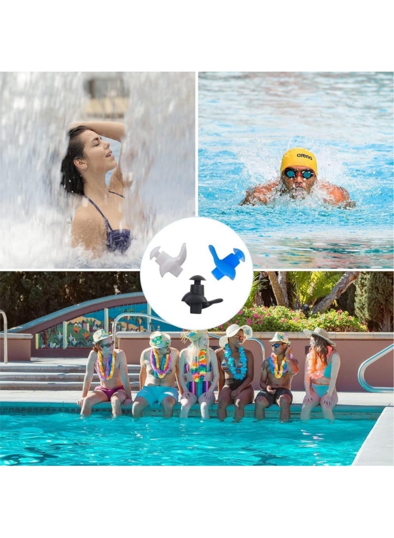 saykfoe 3 Pair Swimming Ear Plugs with Organizer Box for Adults, Professional Waterproof Reusable Silicone Earplugs for Swimming Showering Surfing Snorkeling and Other Water Sports (Black+White+Blue) - Image 5