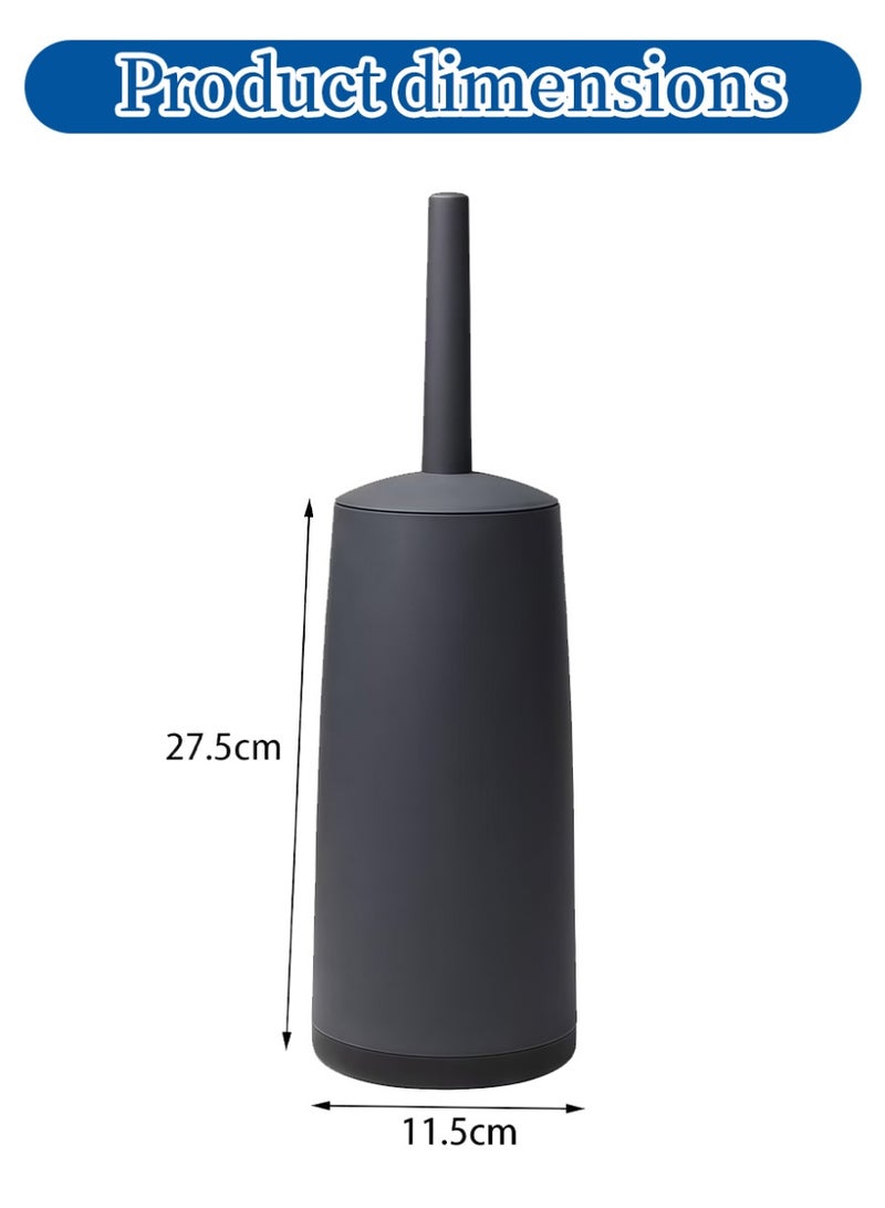 ihomeshop Toilet Brushes and Holders Toilet Bowl Brush with Holder Black for Bathrooms Modern Design Toilet Brush with Lid Longe (Black) - Image 4