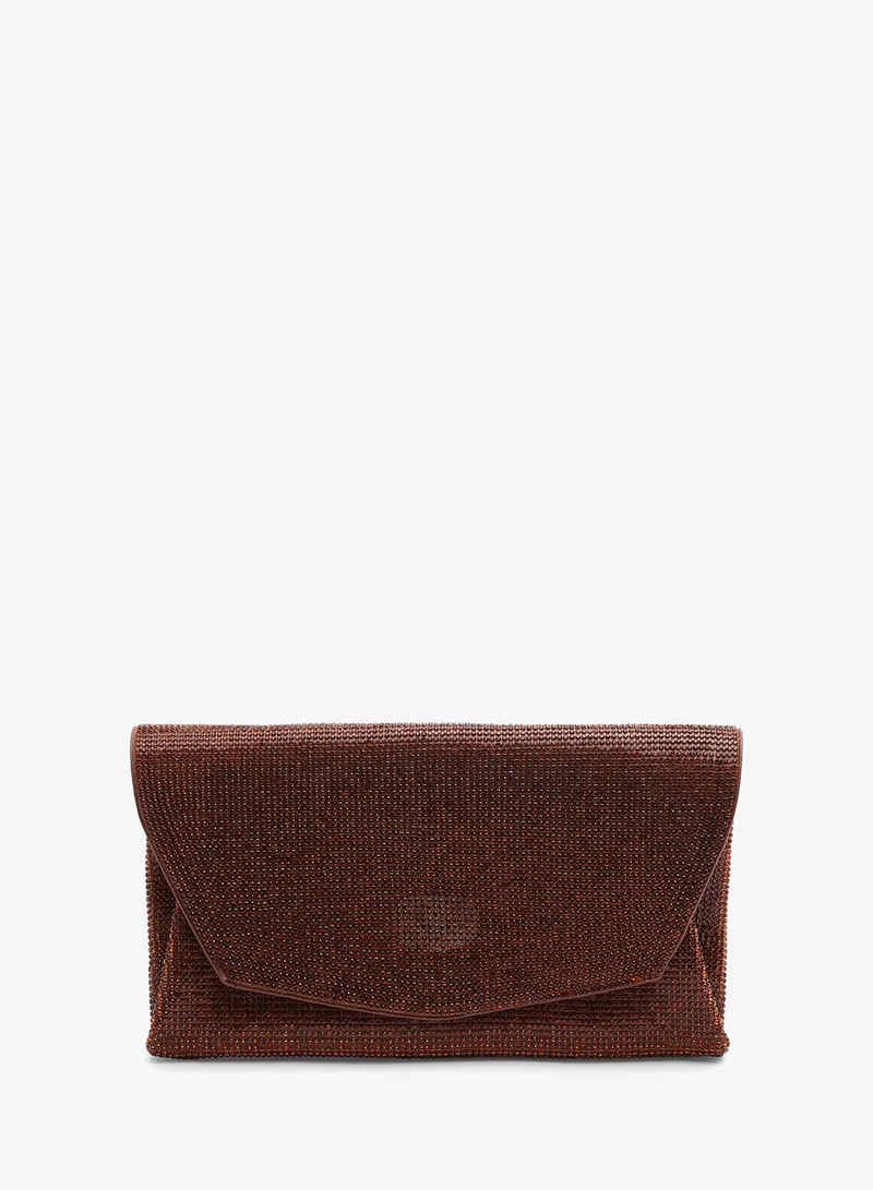 Where's That From  Latte Shimmering Textured Envelope Crossbody Bag with Chain for Women | Best Price UAE