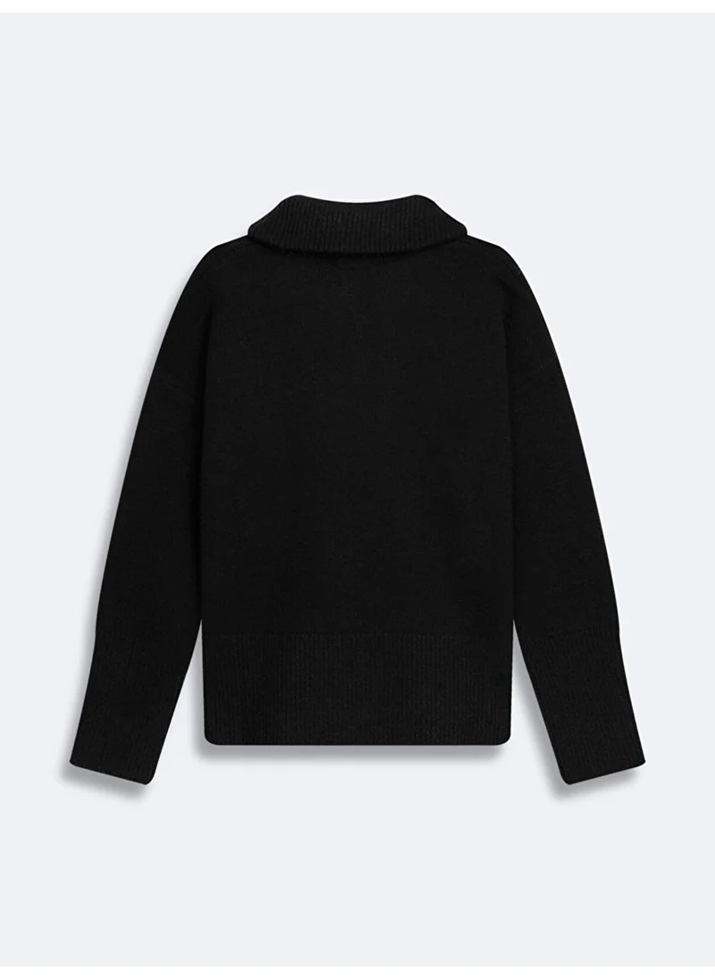 إل تي بي Zippered Collar Long Sleeve Knitted Beige Sweater