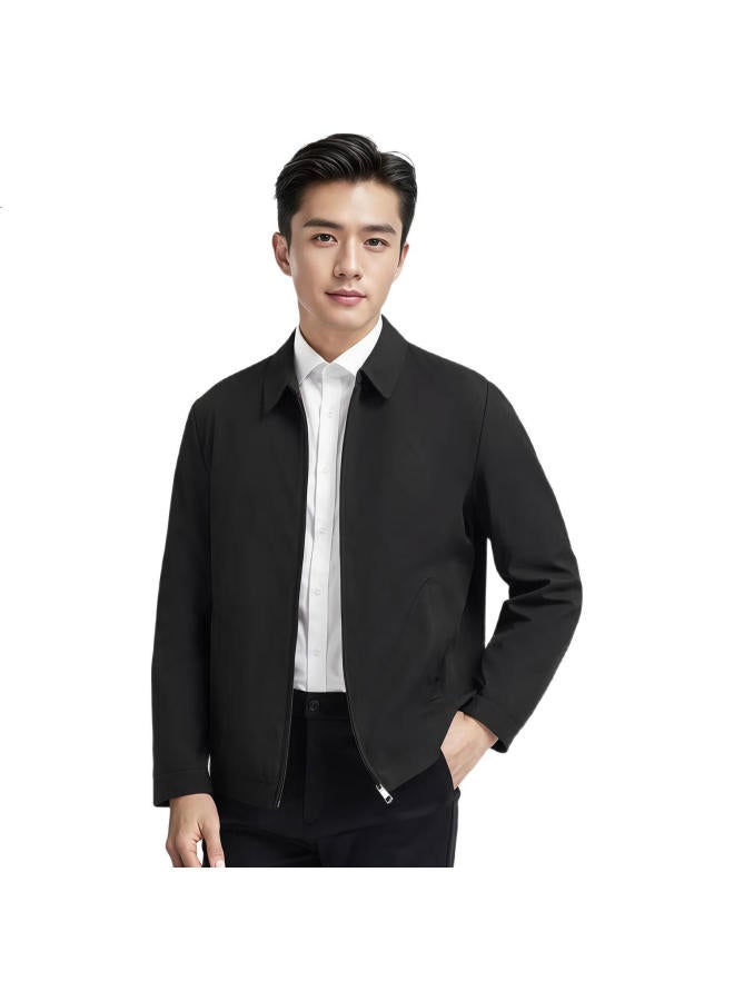 Romon Men'S Business Casual Turn-Down Collar Coat, Senior Executive Jacket For Middle-Aged And Elderly Men, Jk36 Black L - Image 2