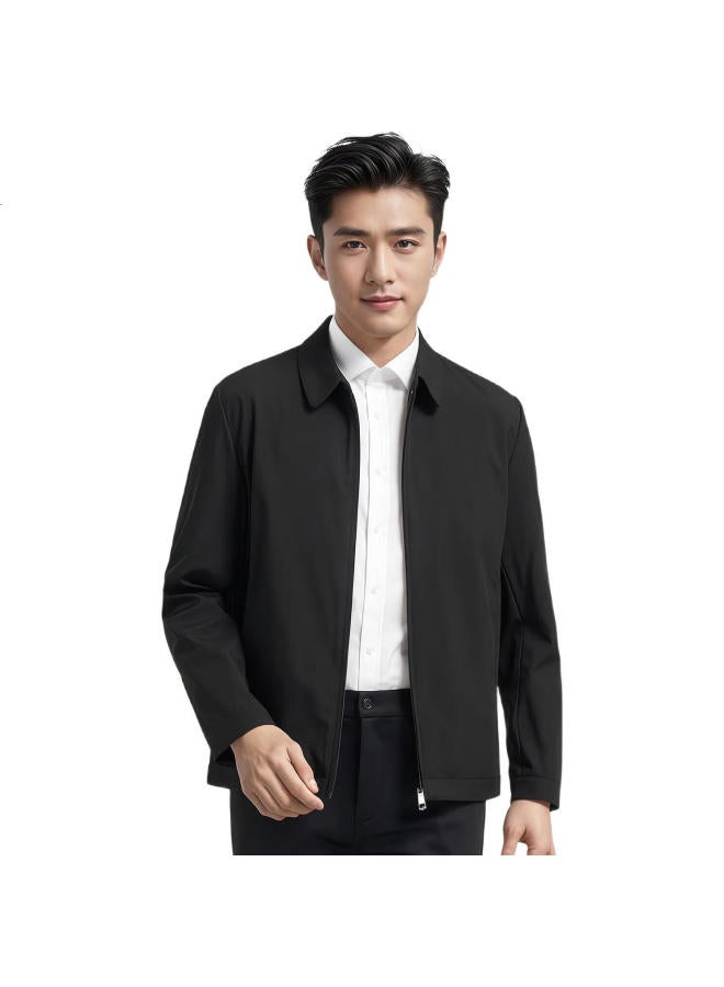 Romon Men'S Business Casual Turn-Down Collar Coat, Senior Executive Jacket For Middle-Aged And Elderly Men, Jk36 Black L - Image 1