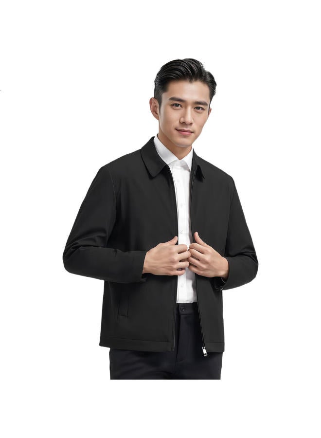 Romon Men'S Business Casual Turn-Down Collar Coat, Senior Executive Jacket For Middle-Aged And Elderly Men, Jk36 Black L - Image 3