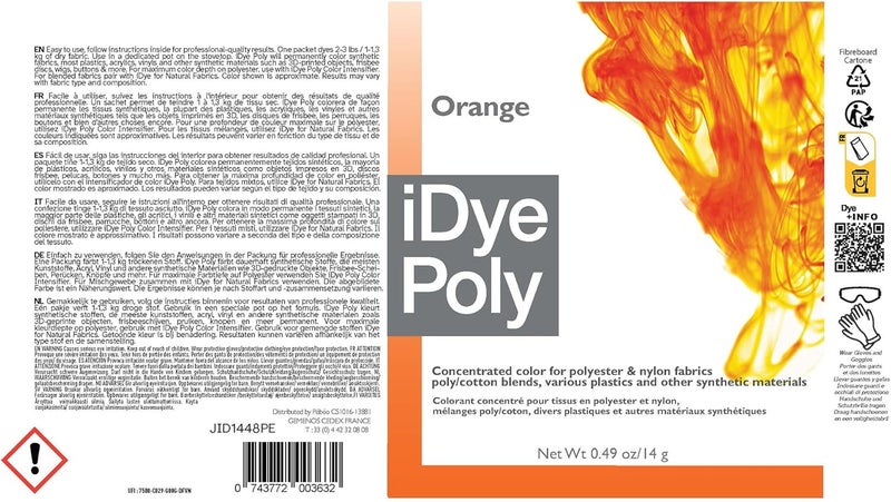 Jacquard iDye Poly Orange 14g Packet - No Mess Dye for Polyester and Synthetic Fabrics - Image 2