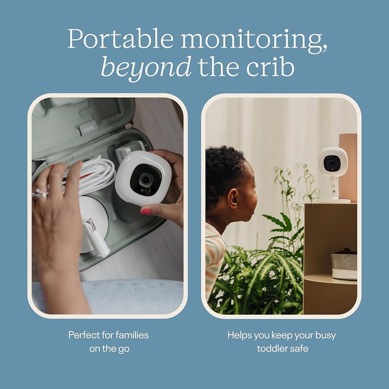 Nanit Pro 1080p HD Smart Baby Monitor & Flex Duo Stand, Featuring Split Screen and Alert Zone Function, Includes Small Breathing Band, White - Image 2