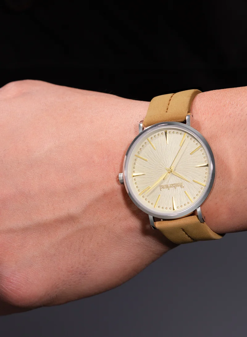 Timberland Men's Ripton  42mm Men's Analog Watch with Wheat Leather Strap